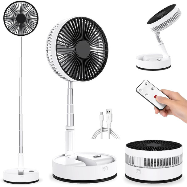 Lipety Foldable Oscillating Standing Fan With Remote, 8 Portable Table Quiet Fan, 7200Mah Rechargeable Usb C Folded Floor Fan