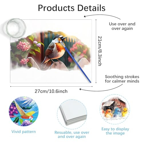 Zoiiwa Dementia Products For Elderly Reusable Water Painting Toys Dementia Activities Birds 24 Pcs