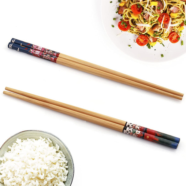 Glamfields 10Pairs Handmade Natural Bamboo Chopsticks Healthy Asian Japanese Korean Noodles Sushi