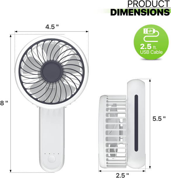 Magshion 3Inch Battery Operated Rechargeable Fan Portable Handheld Personal Fan