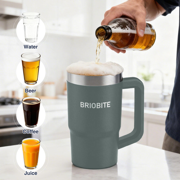 Briobite 2In1 Freeze and Insulated Stainless Steel Mug With Lid Freeze Cup 16Oz Stainless Steel