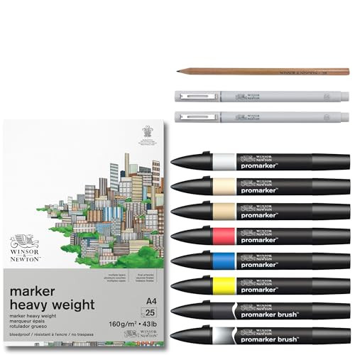 Winsor and Newton Graphic Art Manga Set (Includes 2 Fineliners 8 Promarkers Pad Pencil