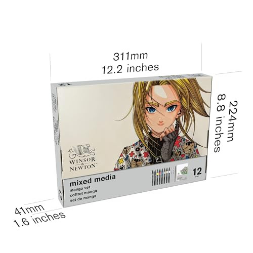 Winsor and Newton Graphic Art Manga Set (Includes 2 Fineliners 8 Promarkers Pad Pencil