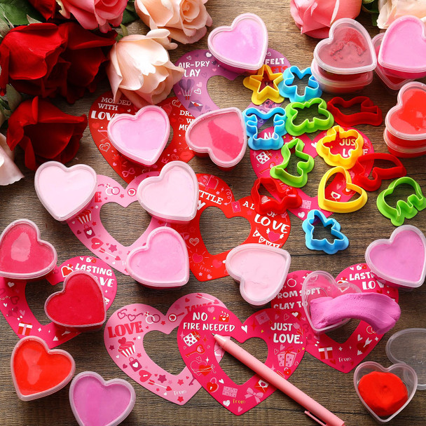 Vertintong Valentine's Day Air Dry Clay Kit For Adults Colored Heart Craft 30 Pcs