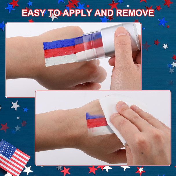 Vertintong Red White Blue 3 Color Stick Face Body Paint Patriotic July 6 Packs 6 Pack