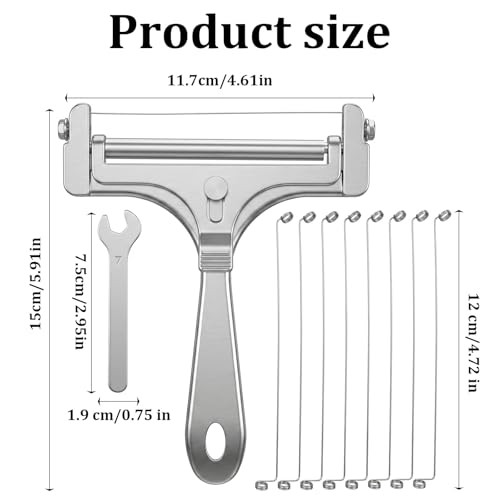Aysatogc Stainless Steel Wire Cheese Slicer With 8 Wires and Wrench Stainless Steel