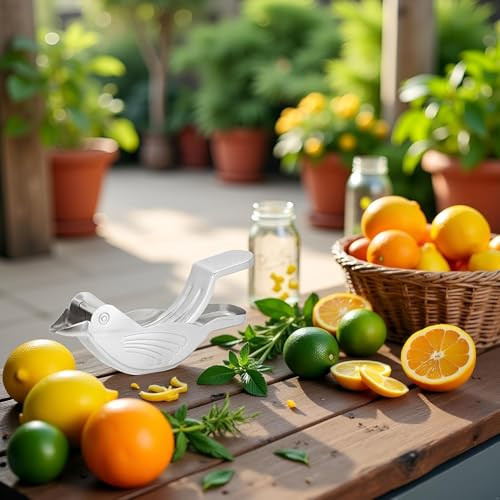 Yliiii Silver Manual Lemon JuicerExquisite Bird Stainless Steel Manual Lemon Juicer And 1Pc Silver