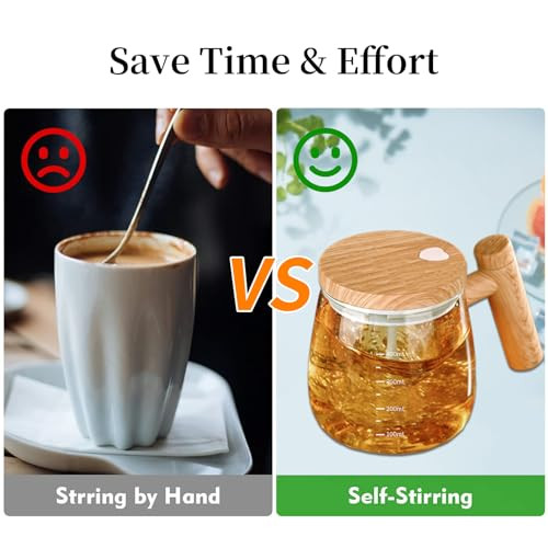 Foxnsk Self Stirring Mug Electric Mixing Cup High Borosilicate Glass Self Stirring 400Ml