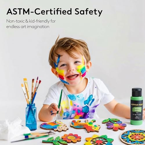 Tmol Acrylic Paint Set With 12 Art Brushes 36 Colors /Bottle) Acrylic 2 Oz
