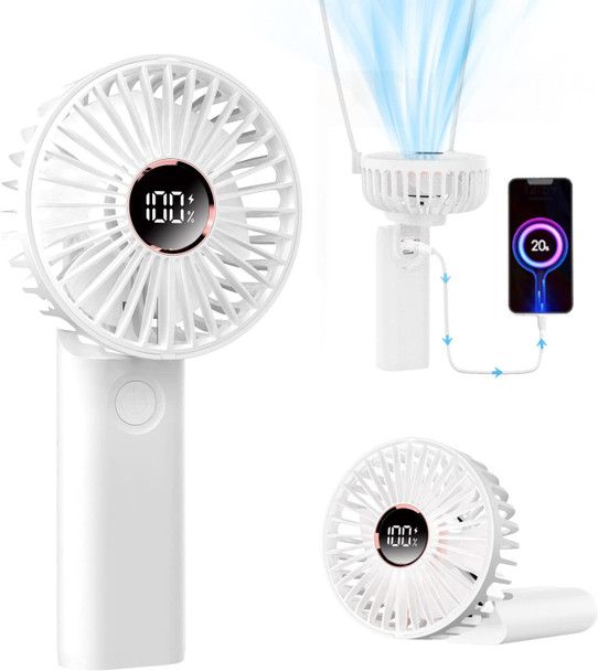 Handheld Fan, 3In1 UltraQuiet Portable Fan With 5200Mah Rechargeable Battery, 6Speed Adjustment, Led Display, Power Bank Handheld Fan, 3In1 UltraQuiet Portable Fan With 5200Mah Rechargeable Battery, 6Speed Adjustment, Led Display, Power Bank