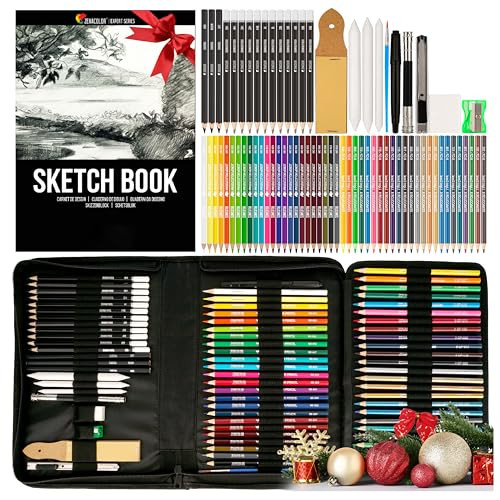 Zenacolor Drawing Kit With Drawing Pencils 74 Pack