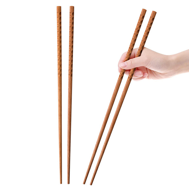 Rockhouse Cooking Chopsticks 2 Pairs Wooden Long Chop Sticks Reusable For Noodles 16.5 Inches