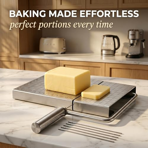 Rwixr Cheese Slicer Board With Wire Stainless Steel Cheese Cutter With Measuring Stainless Steel