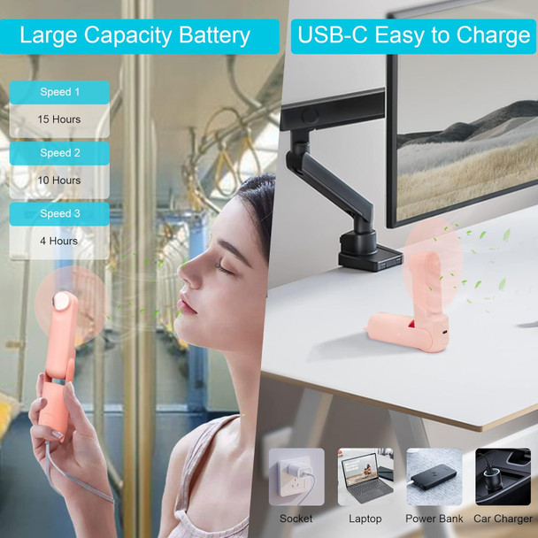 Handheld Mini Fan And Portable Neck Fan, Portable Usb Rechargeable Small Pocket Fan, Wearable Personal Fan,Battery Operated Fan Handheld Mini Fan And Portable Neck Fan, Portable Usb Rechargeable Small Pocket Fan, Wearable Personal Fan,Battery Operated Fan