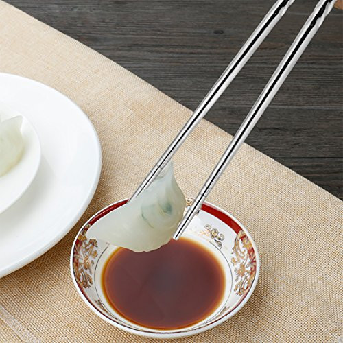 Rbenxia Metal Steel Chopstick Stainless Steel Spiral Chopsticks Long Lightweight Chopstick Set 8.8 Inches Stainless Steel