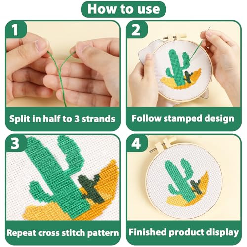 Zoiiwa Cross Kits For Beginners Diy Embroidery Kit For Adults Boho Cross 6Pcs