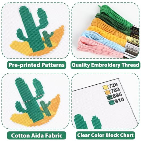Zoiiwa Cross Kits For Beginners Diy Embroidery Kit For Adults Boho Cross 6Pcs