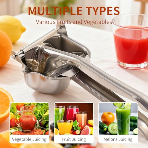 Amwofng Real Stainless Steel Lemon Squeezer Citrus Juicer Hand Press Heavy Duty Stainless Steel