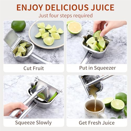 Amwofng Real Stainless Steel Lemon Squeezer Citrus Juicer Hand Press Heavy Duty Stainless Steel
