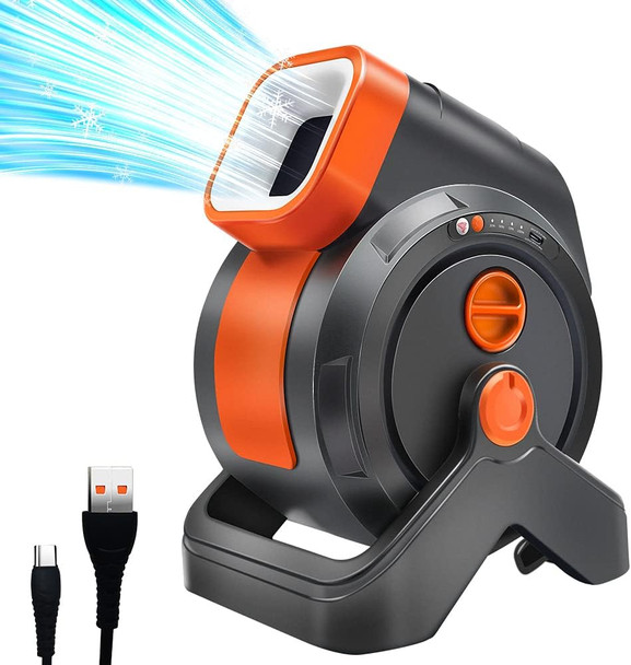 Outdoor Fan With Light Camping Portable Fan,7800Mah Usb Rechargeable Battery Fan, 90°Head Rotation,Folding Desktop Fan Personal