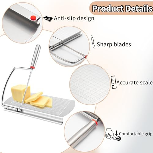 Yihaossing Cheese SlicerStainless Steel Cheese CutterMultipurpose Cheese Slicers With Grid Scale And
