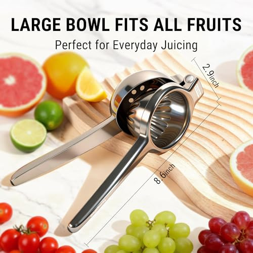 Temppro Lemon Lime Squeezer 304 Stainless Steel Hand Press Citrus Juicer With Stainless Steel