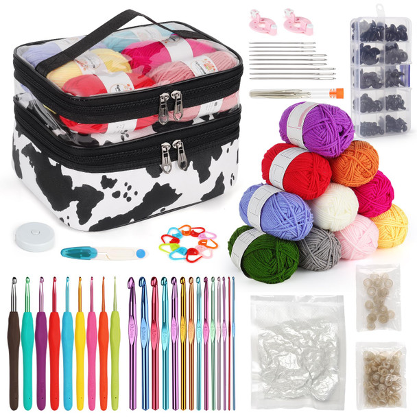 Aeelike Crochet Kit For Beginners 23 Sizes Crochet Hooks Set Acrylic Yarn 321Pcs