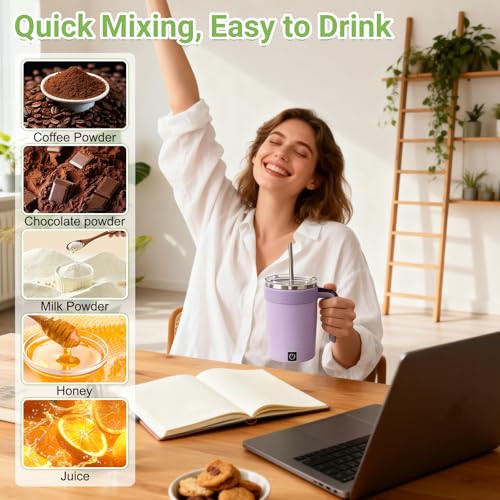 Yousheme Self Stirring Coffee Mug Automatic Magnetic Stirring Coffee Mug White