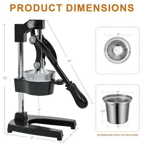 Hlilbte Cast Iron Citrus Juicer Stainless Steel