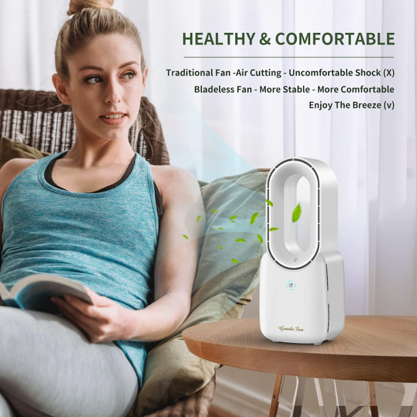 Misby Desk Fan, Portable Bladeless Fan 11.8 Inch Personal Cooling Fan With 4 Speeds, Leafless 5 Colors Led Lights Touch Control Misby Desk Fan, Portable Bladeless Fan 11.8 Inch Personal Cooling Fan With 4 Speeds, Leafless 5 Colors Led Lights Touch Control