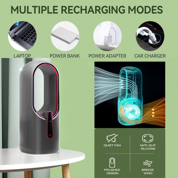 Misby Desk Fan, Portable Bladeless Fan, Small Personal Cooling Fan With 3 Speeds, Touch Control Desktop Fan, Electric Quiet Table Misby Desk Fan, Portable Bladeless Fan, Small Personal Cooling Fan With 3 Speeds, Touch Control Desktop Fan, Electric Quiet Table