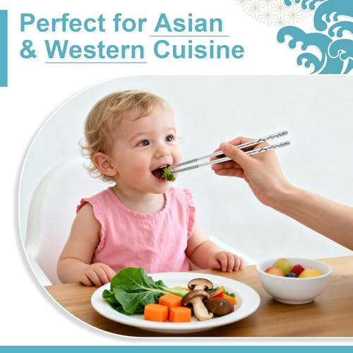 Culieavalre Reusable Metal Chopsticks 9.25 Inches Stainless Steel