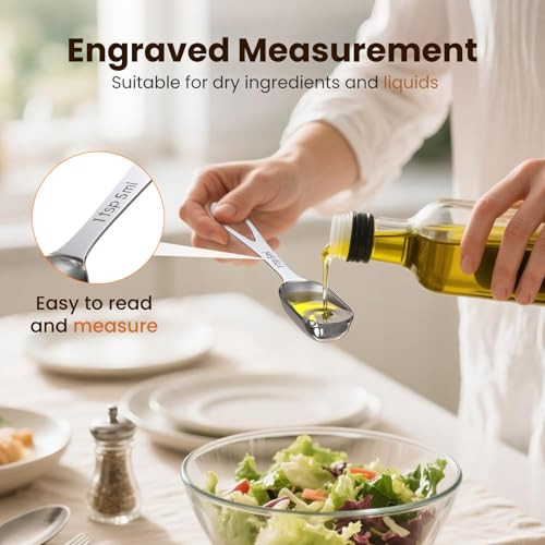 Thlhkd Narrow Measuring Spoons Set Stainless Steel Measuring Spoon Fits In Spice 6Pcs Stainless Steel