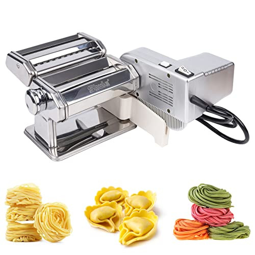 Shule Electric Pasta Maker With Motor Automatic Pasta Machine With Hand Crank