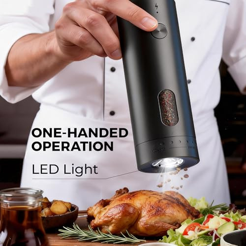 Elebatic Electric Salt And Pepper Grinder Set Rechargeable Salt And Pepper Shakers 110Ml 2Pack