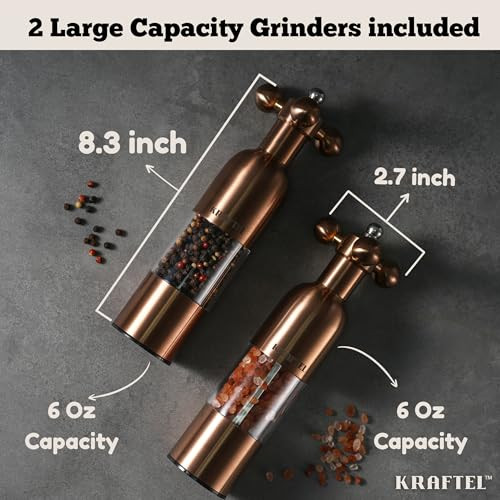 Kraftel Premium 8 Salt And Pepper Grinder 2Pk. Large Peppermill Stainless Steel