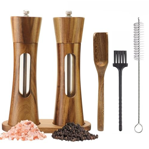 Suprnn Wooden Salt And Pepper Grinder Set 8 Inch 2 Pack