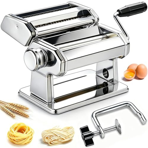 Aidoit Pasta Maker Machine Manual Pasta Maker With 9 Adjustable Thickness Settings Stainless Steel