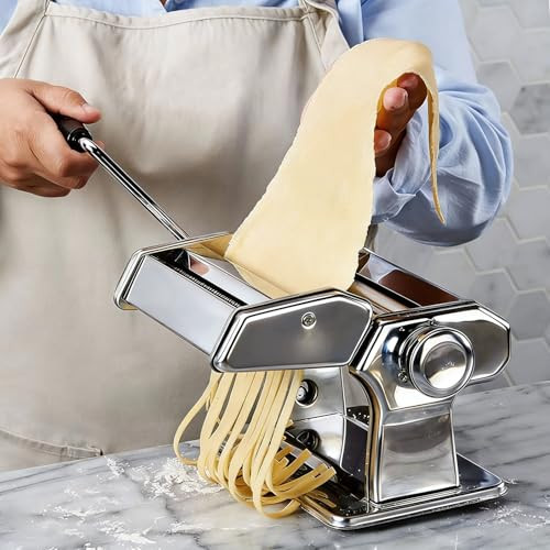 Aidoit Pasta Maker Machine Manual Pasta Maker With 9 Adjustable Thickness Settings Stainless Steel