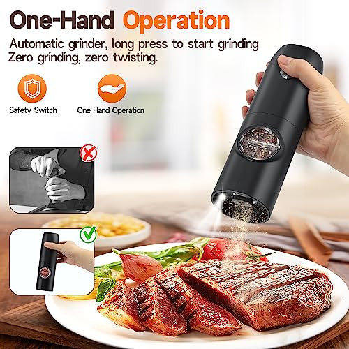Dabige Electric Salt And Pepper Grinder Set Usb Rechargeable One Hand Operation 2 Pack