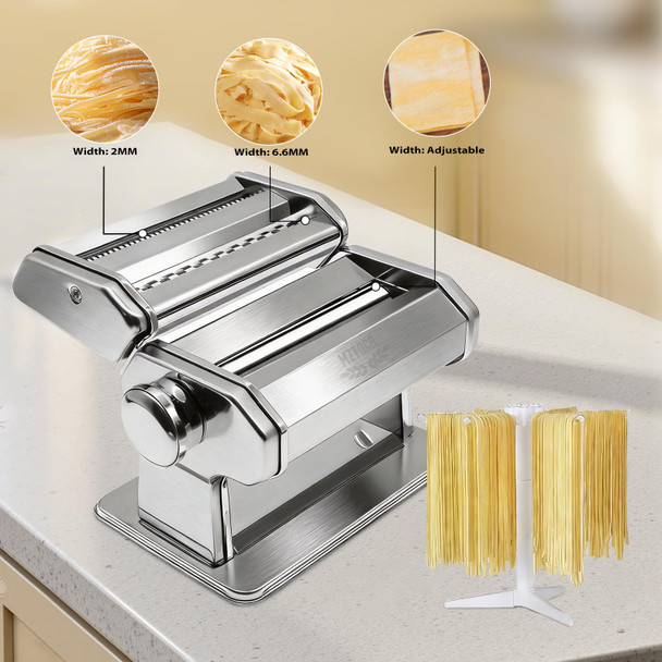 Mztogr Pasta Maker Machine With 9 Adjustable Thickness Settings 2 In 1