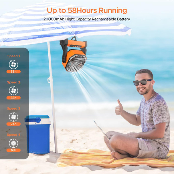 20000Mah Rechargeable Camping Fan With Led Lantern, 58Hrs Portable Battery Operated Desk Fan With Hanging Hook For Camping Picnic 20000Mah Rechargeable Camping Fan With Led Lantern, 58Hrs Portable Battery Operated Desk Fan With Hanging Hook For Camping Picnic