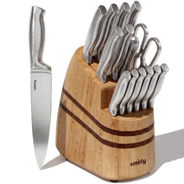 Smirly Knife Set With Block 15 Piece Stainless Steel