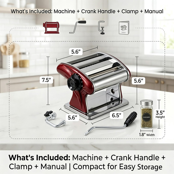 Shilintong Manual Pasta Maker 2In1 Stainless Steel Noodle Machine With and BuiltIn 2Mm Stainless Steel