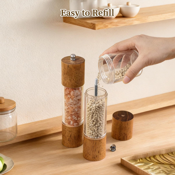 Haomacro Salt And Pepper Grinder Set Premium Acrylic Salt And Pepper Mills 8 Inches 2 Pack