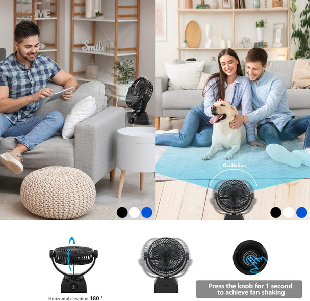 Desk Fan Oscillating Fan, 10000Mah Rechargeable Battery Powered Rotating Table Fan With Stepless Speed, Quiet Office Fan 120°Osci