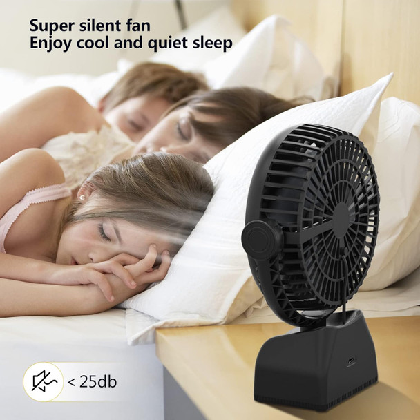 Desk Fan Oscillating Fan, 10000Mah Rechargeable Battery Powered Rotating Table Fan With Stepless Speed, Quiet Office Fan 120°Osci