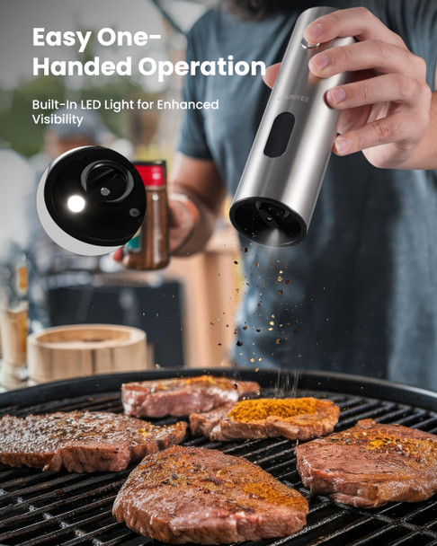 Chunyee Electric Salt And Pepper Grinder Set With Rechargeable Base