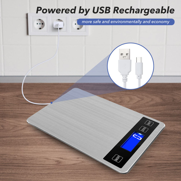 Virenzzo Food Kitchen Digital Scale/ Precise Graduation Usb Charging Kitchen Scale Waterproof 0.05Oz 33Lb