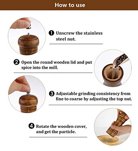 Ouktor Salt And Pepper Grinders SetOuktor Manual Wooden Salt And Pepper Mills 5.5Inch